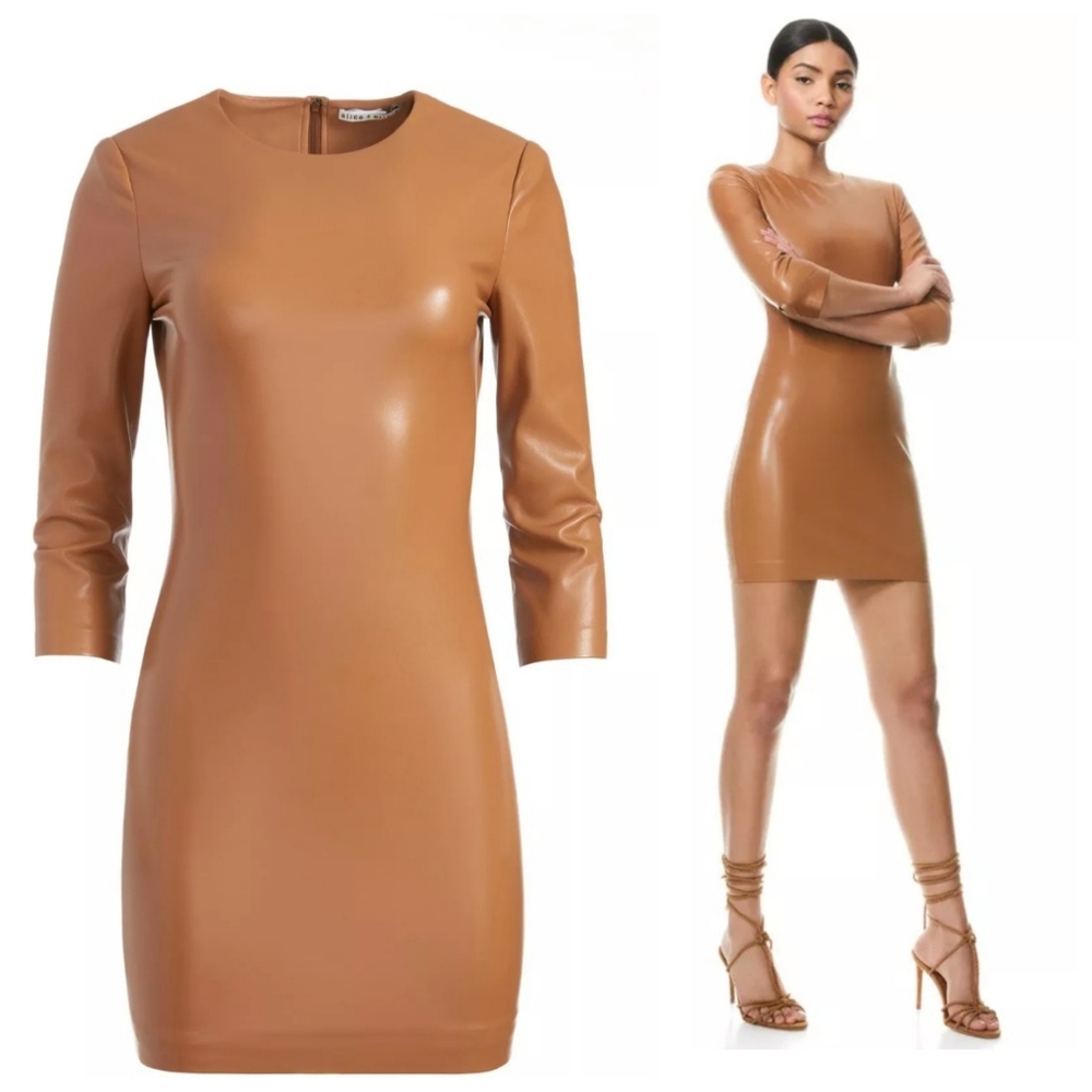Alice + olivia inka leather mini dress Size 4 - Picture 1 of 16